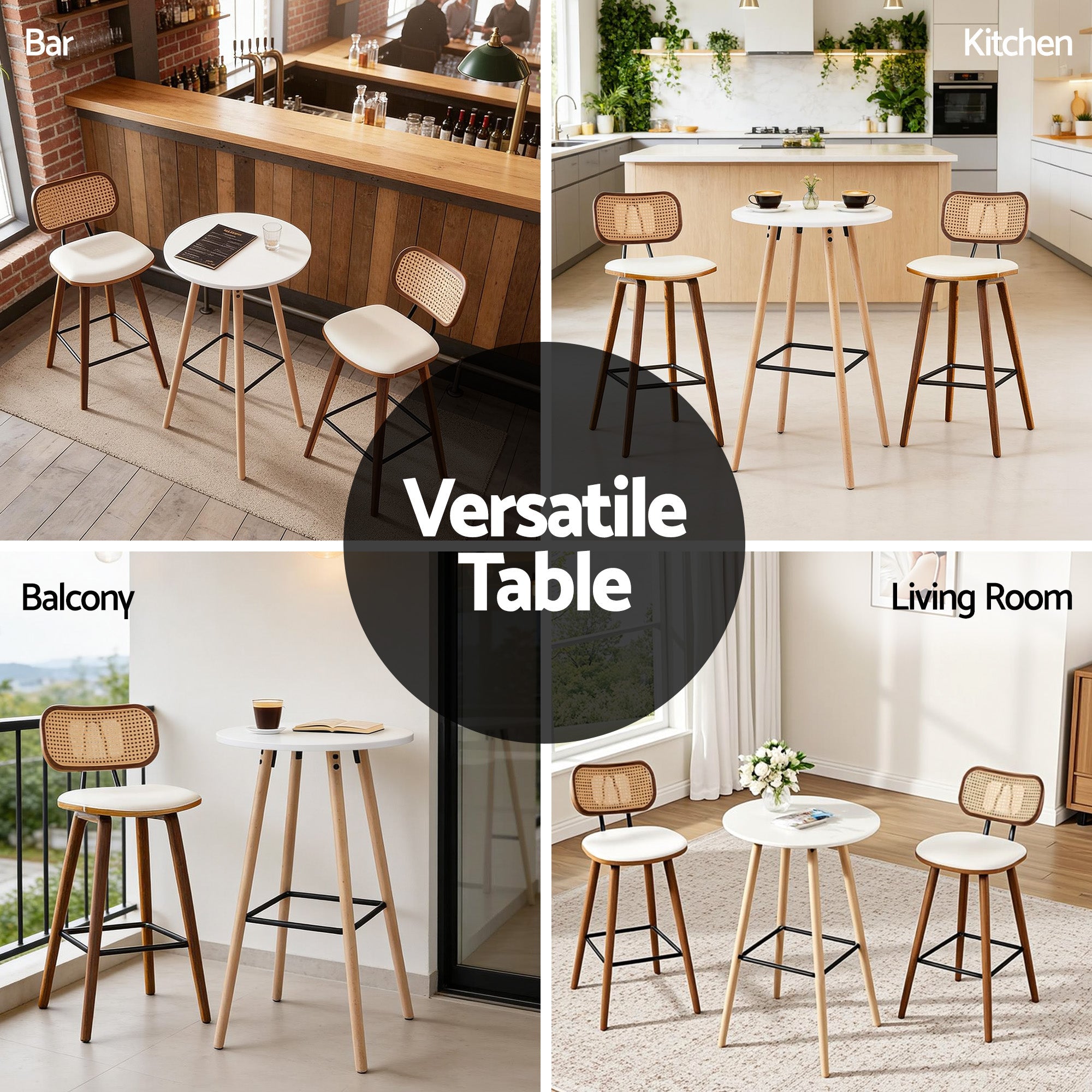 Bar Table Round Counter Kitchen Dining Desk Pub 98cm Height Wood White - Furniture > Living Room > Coffee Tables - Rivercity House & Home Co. (ABN 18 642 972 209) - Affordable Modern Furniture Australia