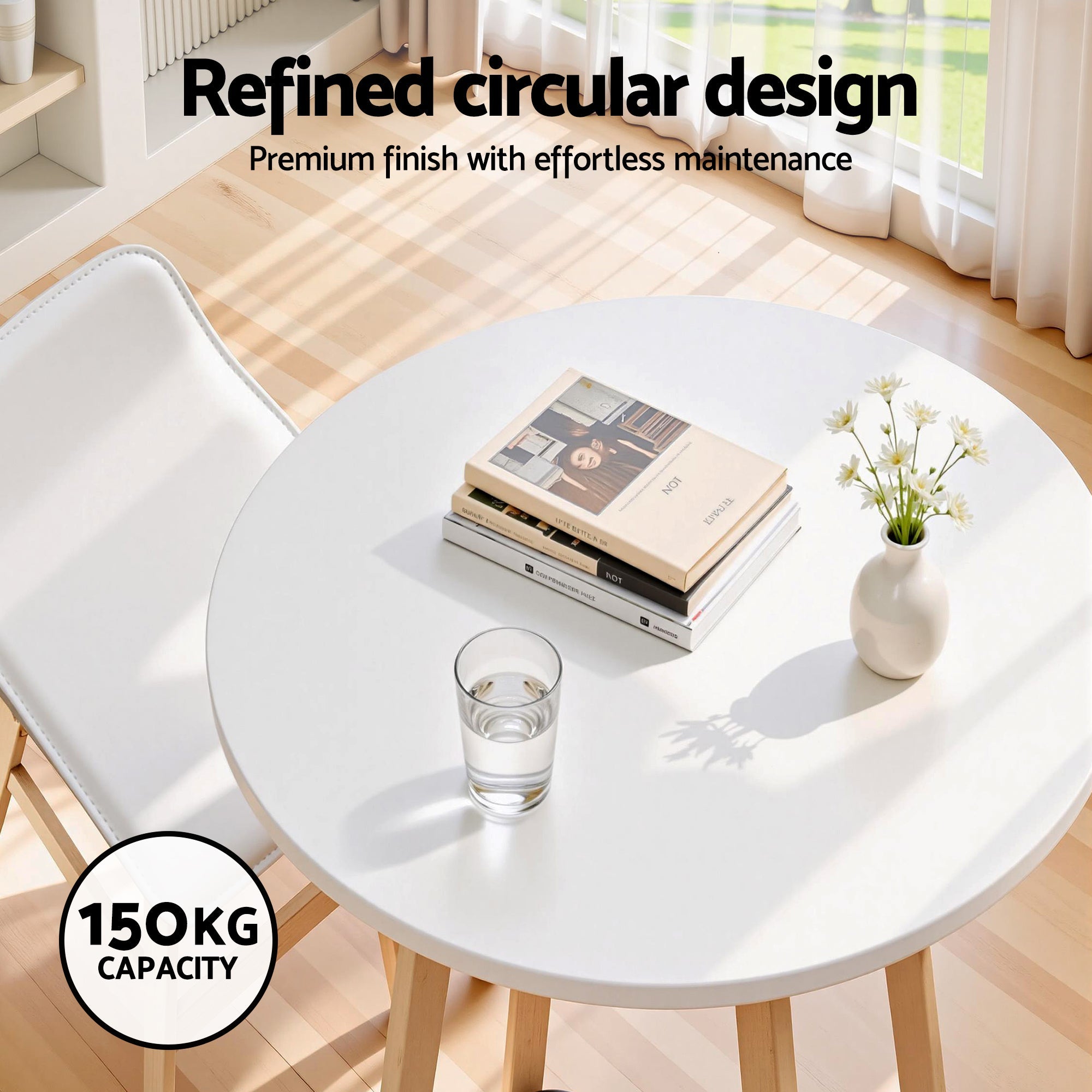 Bar Table Round Counter Kitchen Dining Desk Pub 98cm Height Wood White - Furniture > Living Room > Coffee Tables - Rivercity House & Home Co. (ABN 18 642 972 209) - Affordable Modern Furniture Australia