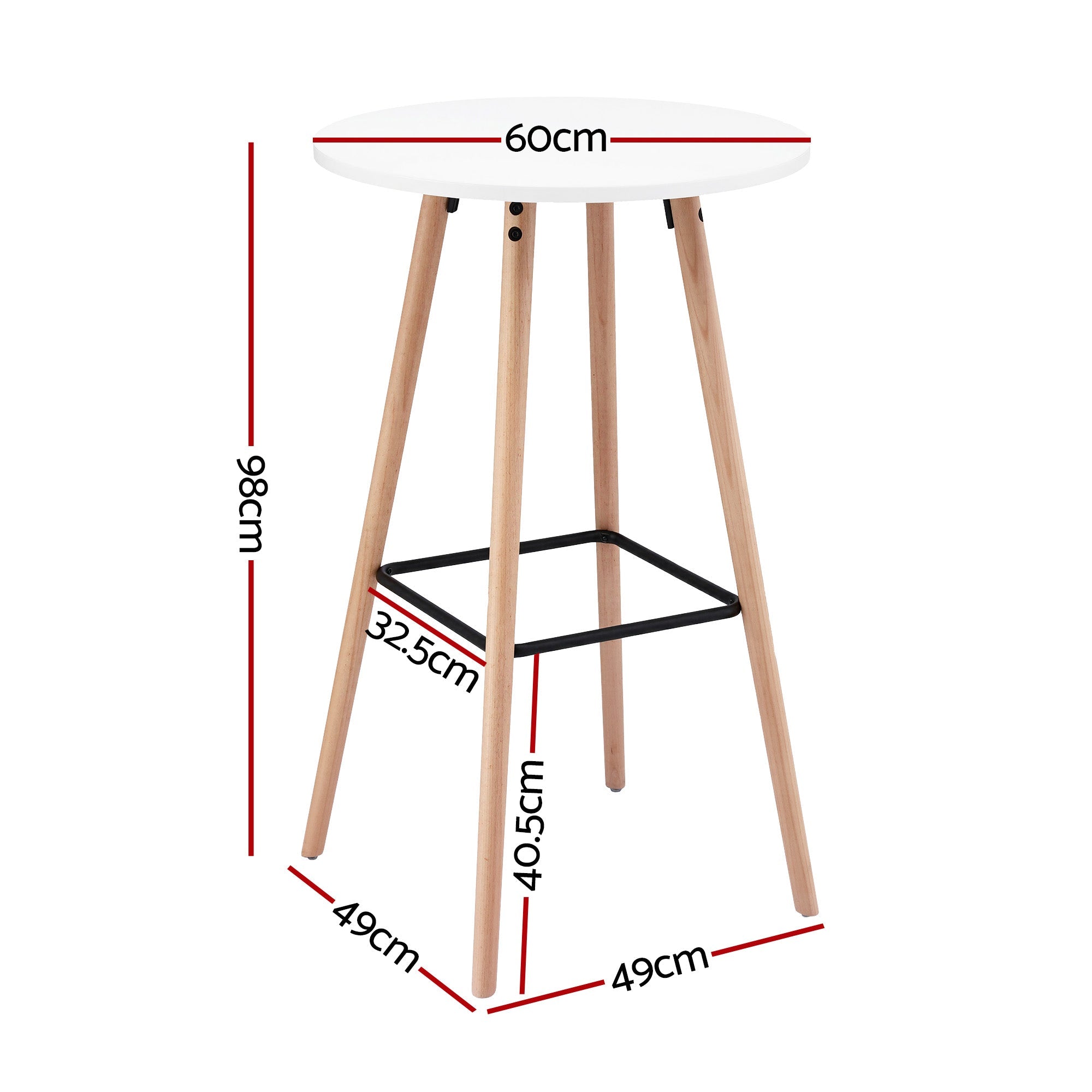 Bar Table Round Counter Kitchen Dining Desk Pub 98cm Height Wood White - Furniture > Living Room > Coffee Tables - Rivercity House & Home Co. (ABN 18 642 972 209) - Affordable Modern Furniture Australia