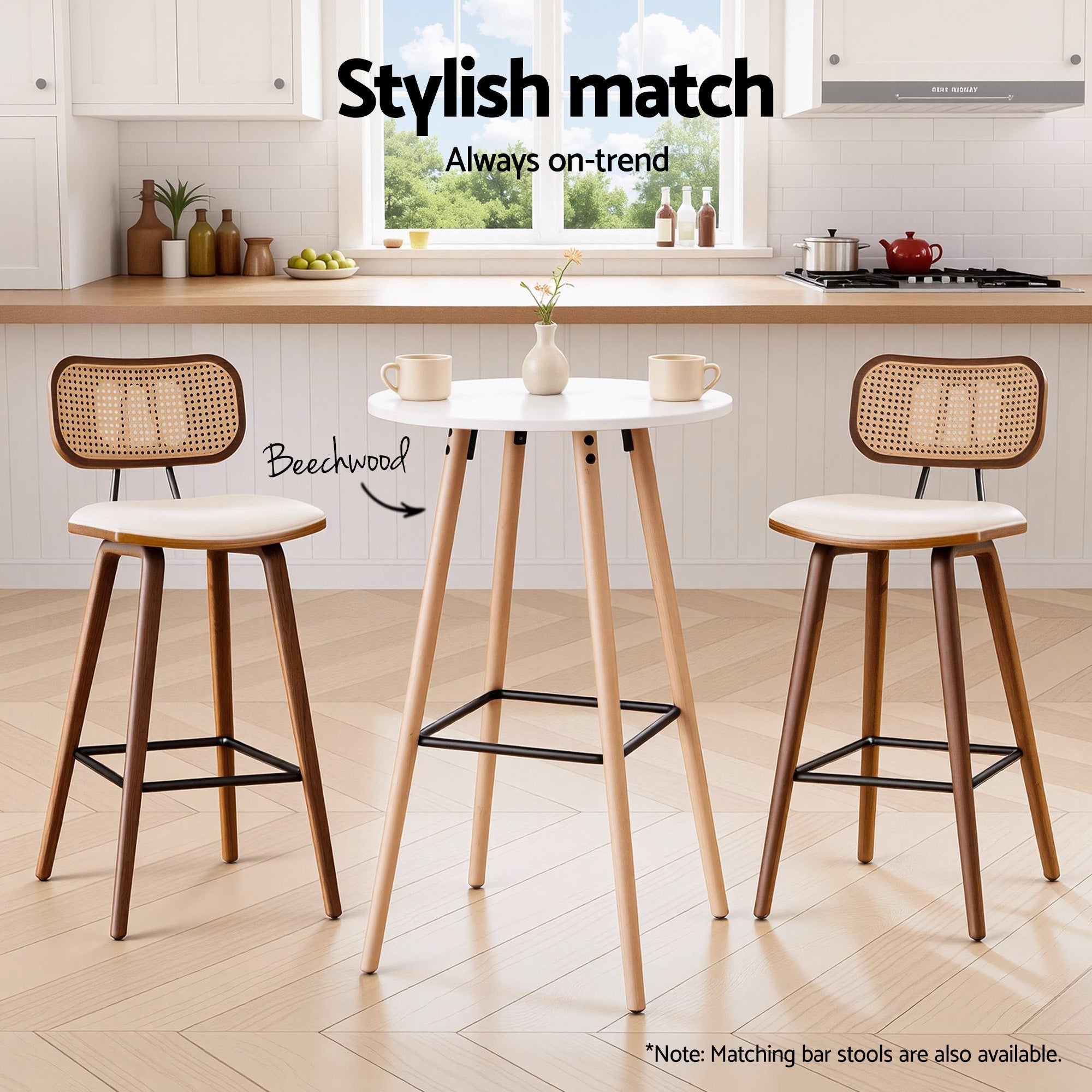 Bar Table Round Counter Kitchen Dining Desk Pub 98cm Height Wood White - Furniture > Living Room > Coffee Tables - Rivercity House & Home Co. (ABN 18 642 972 209) - Affordable Modern Furniture Australia