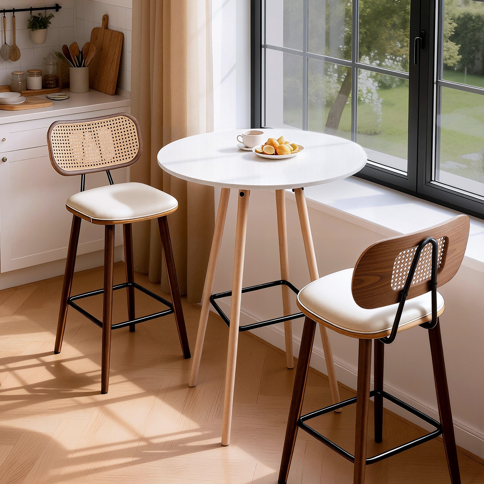 Bar Table Round Counter Kitchen Dining Desk Pub 98cm Height Wood White - Furniture > Living Room > Coffee Tables - Rivercity House & Home Co. (ABN 18 642 972 209) - Affordable Modern Furniture Australia