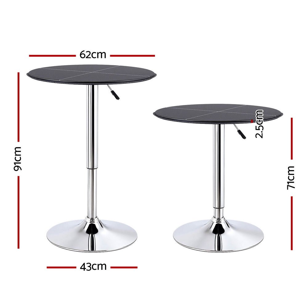 Bar Table Round Swivel Height Adjustable 62cm Modern PVC Leather Black - Furniture > Bar Stools & Chairs > Table & Bar Stools - Rivercity House & Home Co. (ABN 18 642 972 209) - Affordable Modern Furniture Australia
