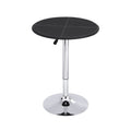 Adjustable 62cm Round Swivel Bar Table with PVC Leather Top - Black