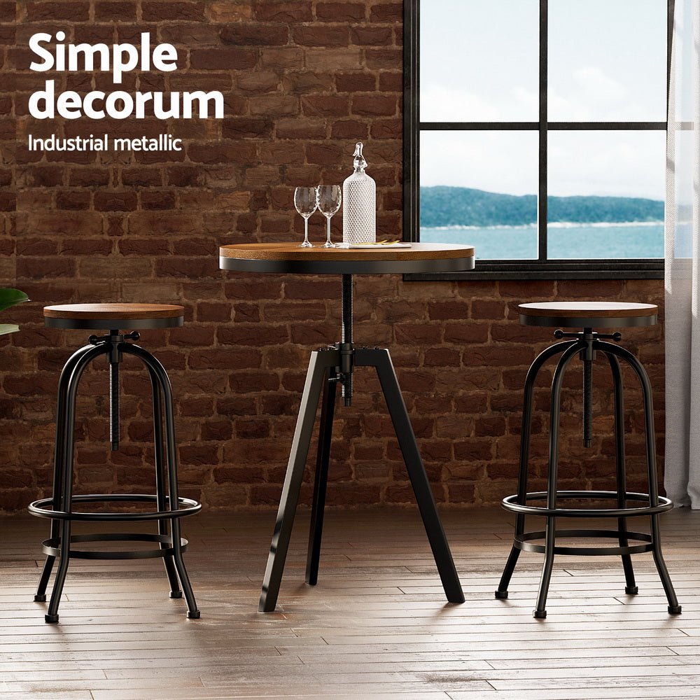 Bar Table Stools Set Dining Desk Industrial Kitchen Chairs Cafe Pub - Furniture > Bar Stools & Chairs > Table & Bar Stools - Rivercity House & Home Co. (ABN 18 642 972 209) - Affordable Modern Furniture Australia