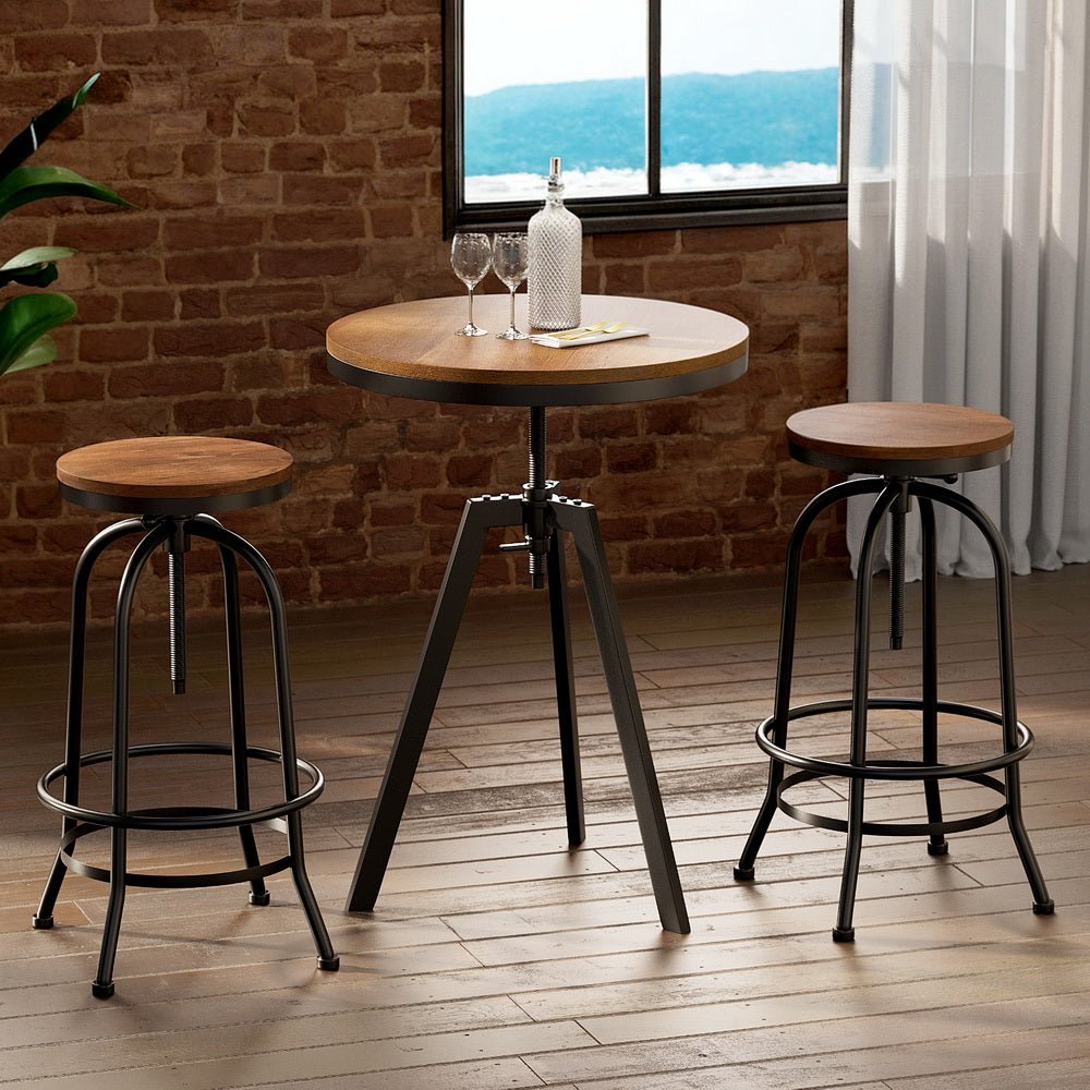 Bar Table Stools Set Dining Desk Industrial Kitchen Chairs Cafe Pub - Furniture > Bar Stools & Chairs > Table & Bar Stools - Rivercity House & Home Co. (ABN 18 642 972 209) - Affordable Modern Furniture Australia