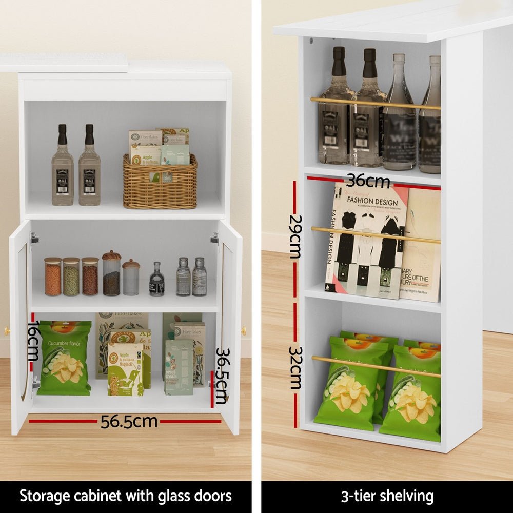 Bar Table Storage Cabinet Dining Wine Rack Home Office Desk Extendable - Furniture > Living Room - Rivercity House & Home Co. (ABN 18 642 972 209) - Affordable Modern Furniture Australia