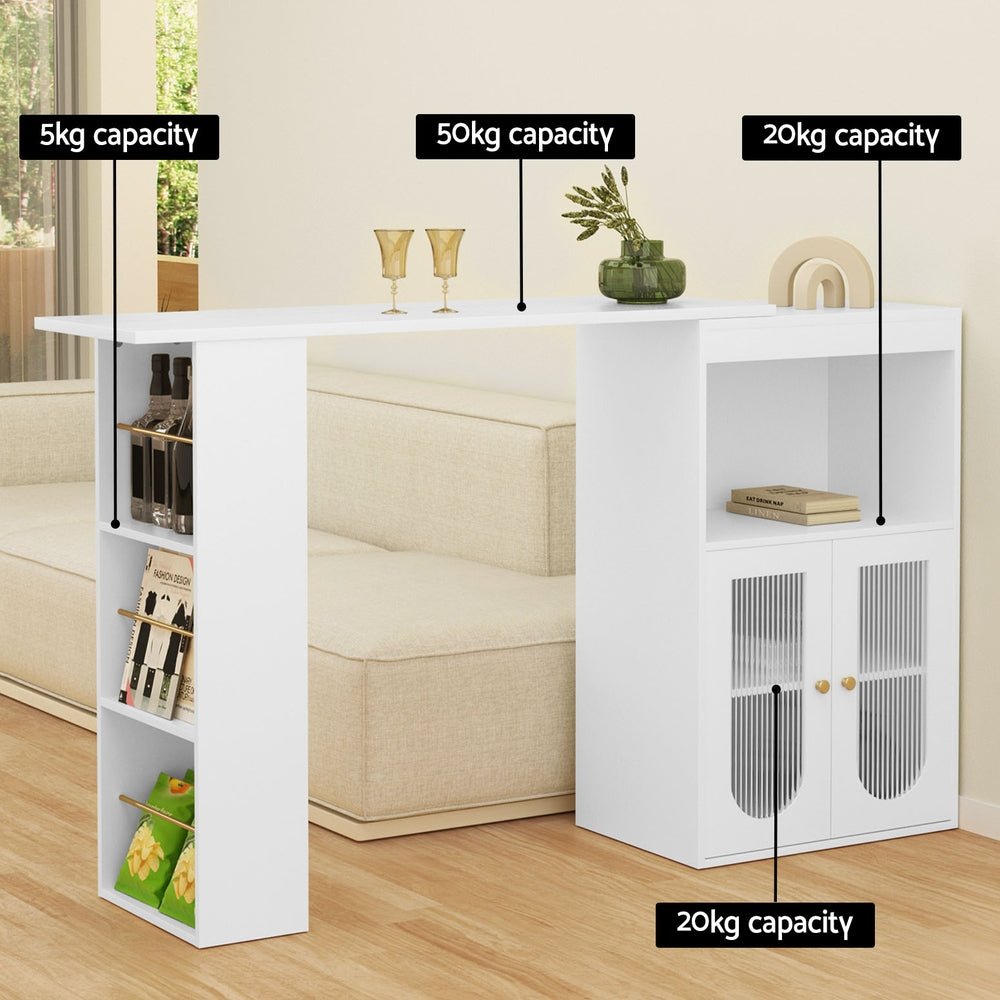 Bar Table Storage Cabinet Dining Wine Rack Home Office Desk Extendable - Furniture > Living Room - Rivercity House & Home Co. (ABN 18 642 972 209) - Affordable Modern Furniture Australia