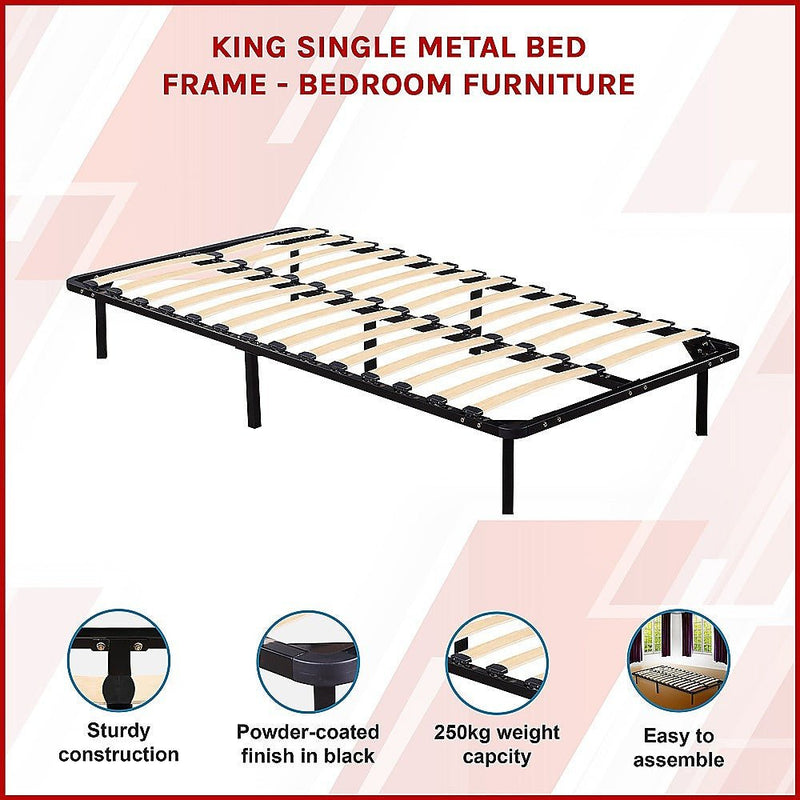 Basic Series Metal King Single Bed Frame Black - Rivercity House & Home Co. (ABN 18 642 972 209) - Affordable Modern Furniture Australia