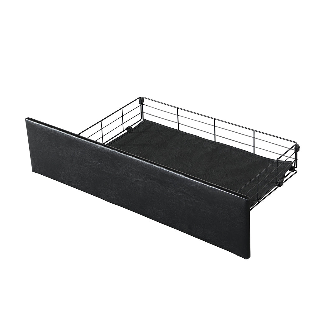 Bastion Industrial Queen Bed Frame with Power Shelf & Drawers – Black - Rivercity House & Home Co. (ABN 18 642 972 209) - Affordable Modern Furniture Australia