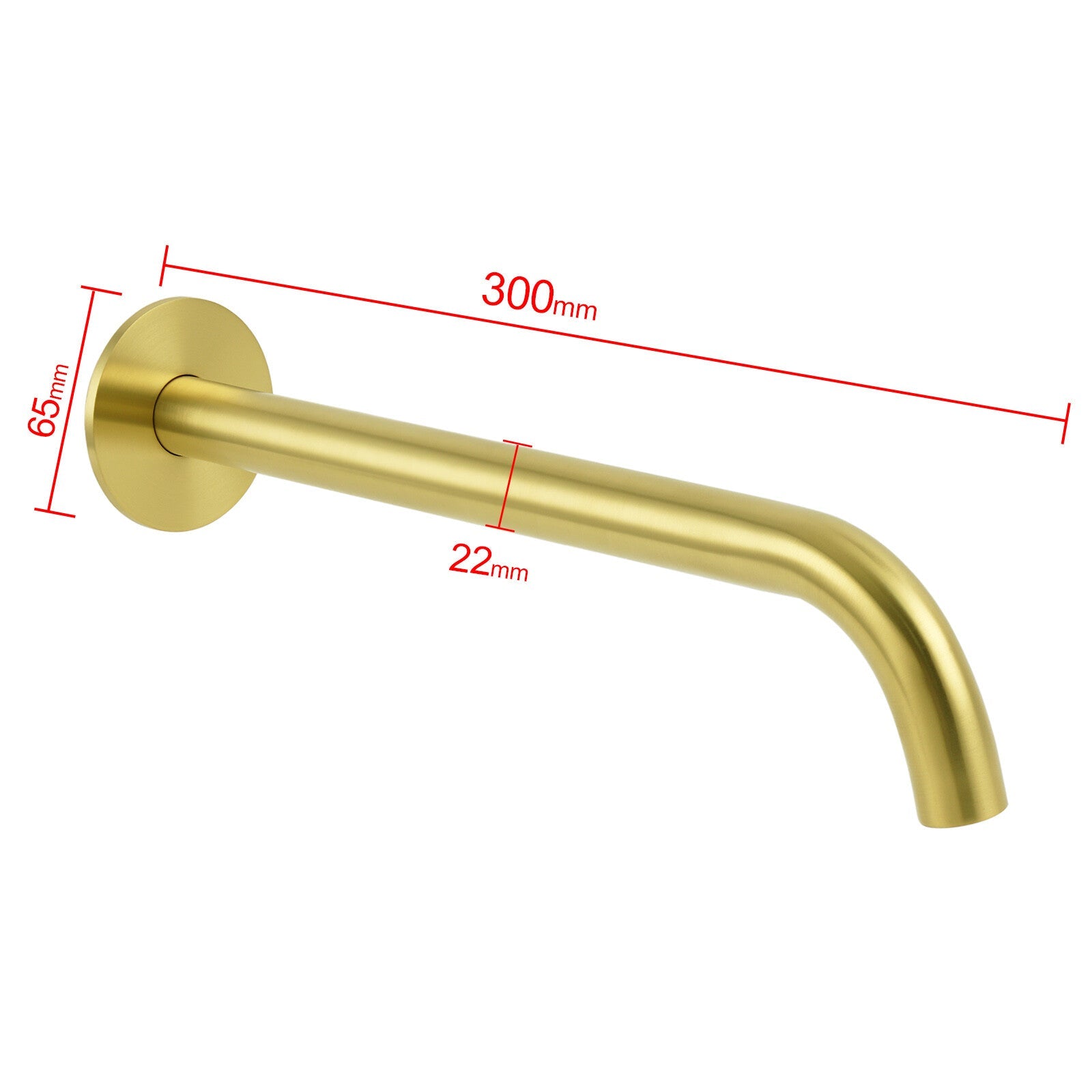 Bathroom 300mm Long Wall Mounted Extention Bath Tub Filler Spout Brushed Gold - Furniture > Bathroom > Shower Heads & Screens - Rivercity House & Home Co. (ABN 18 642 972 209) - Affordable Modern Furniture Australia