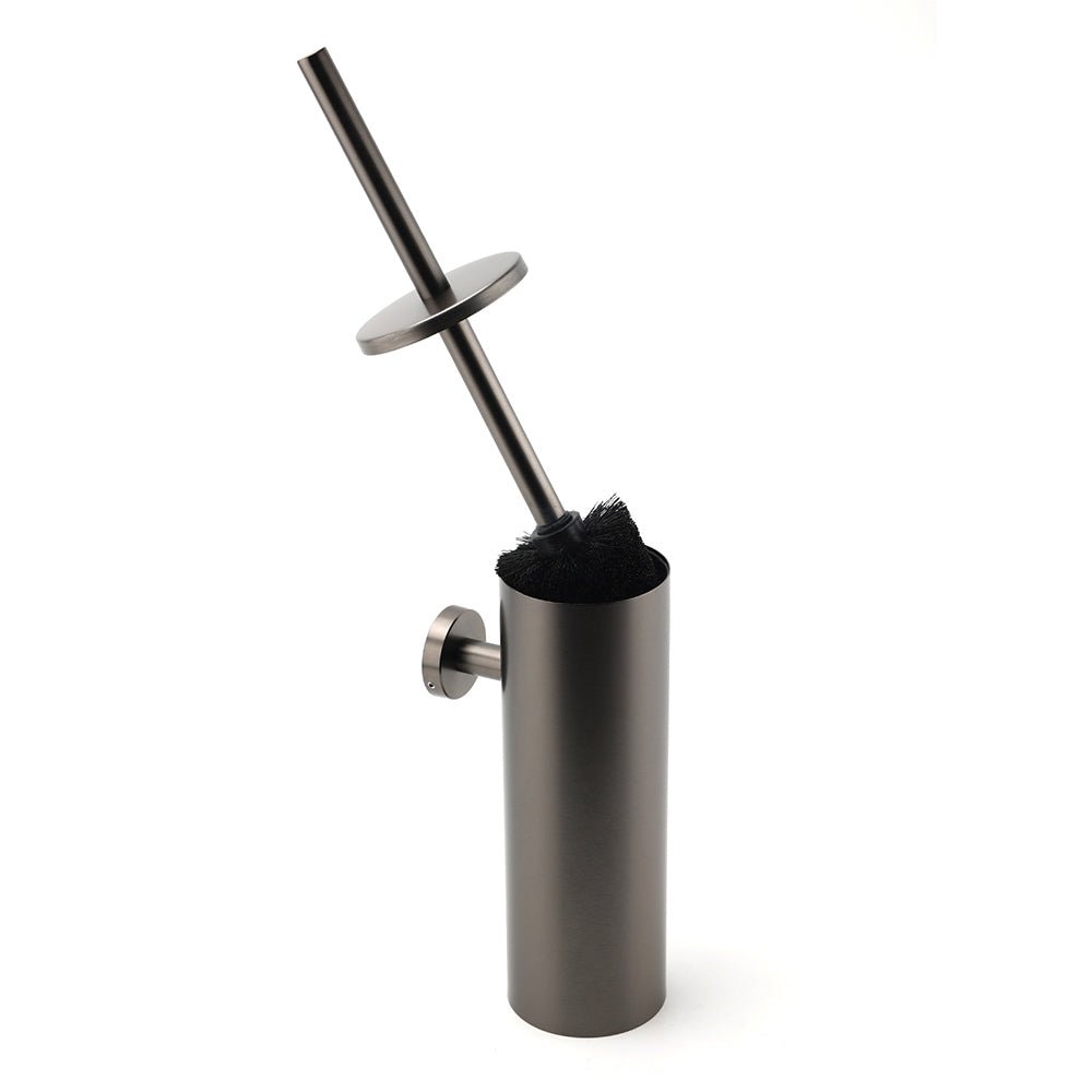 Bathroom Accessory Gun Metal Round Toilet Brush & Stainless Steel Holder Cup Kit - Home & Garden > Bathroom Accessories > Shower Accessories - Rivercity House & Home Co. (ABN 18 642 972 209) - Affordable Modern Furniture Australia