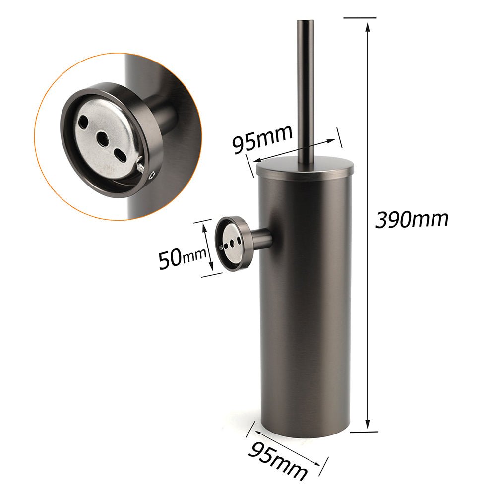 Bathroom Accessory Gun Metal Round Toilet Brush & Stainless Steel Holder Cup Kit - Home & Garden > Bathroom Accessories > Shower Accessories - Rivercity House & Home Co. (ABN 18 642 972 209) - Affordable Modern Furniture Australia