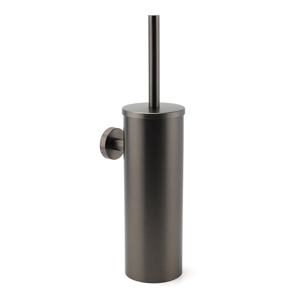 Bathroom Accessory Gun Metal Round Toilet Brush & Stainless Steel Holder Cup Kit - Home & Garden > Bathroom Accessories > Shower Accessories - Rivercity House & Home Co. (ABN 18 642 972 209) - Affordable Modern Furniture Australia