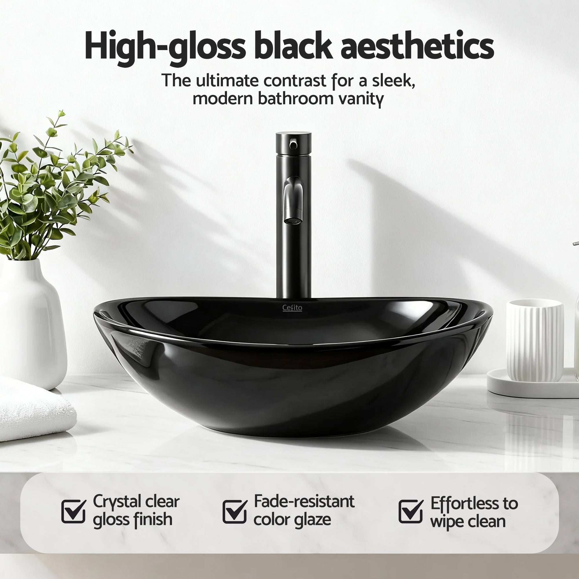 Bathroom Basin Ceramic Vanity Sink Hand Wash Bowl 41x34cm - Furniture > Bathroom > Sinks - Rivercity House & Home Co. (ABN 18 642 972 209) - Affordable Modern Furniture Australia