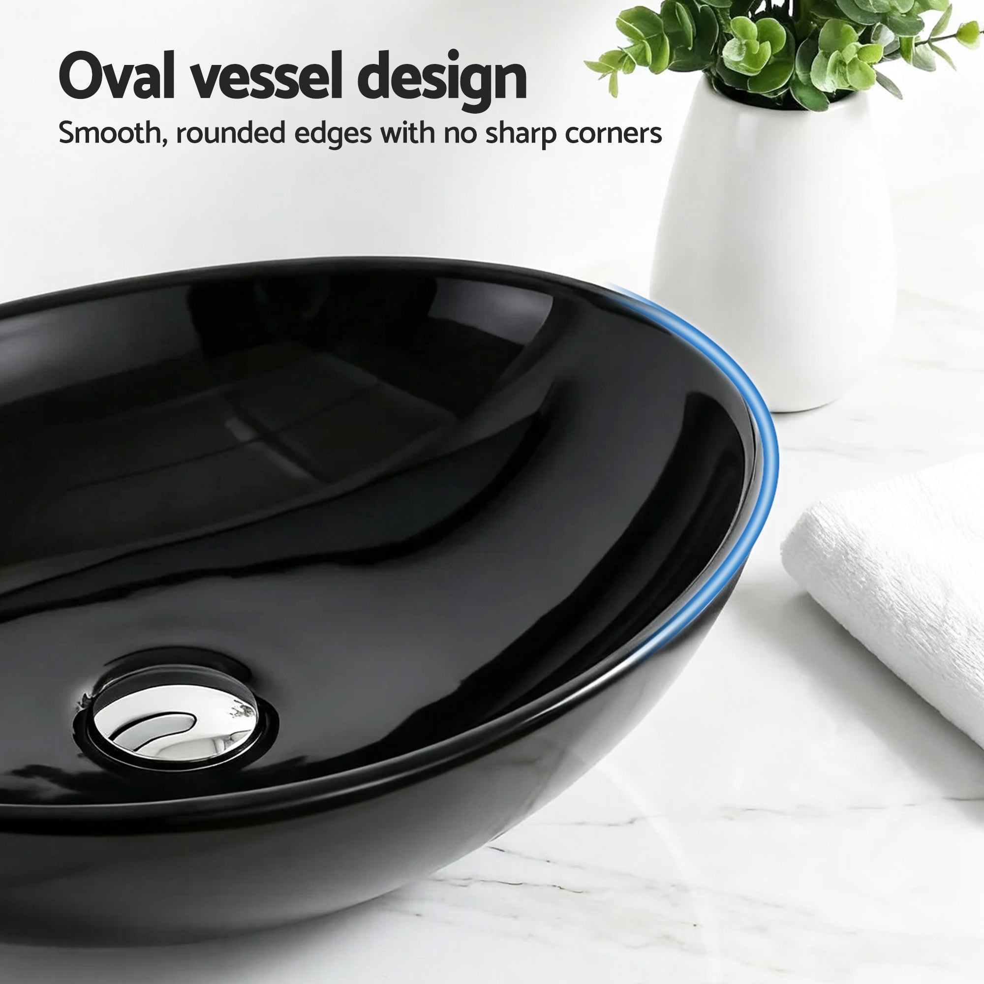 Bathroom Basin Ceramic Vanity Sink Hand Wash Bowl 41x34cm - Furniture > Bathroom > Sinks - Rivercity House & Home Co. (ABN 18 642 972 209) - Affordable Modern Furniture Australia