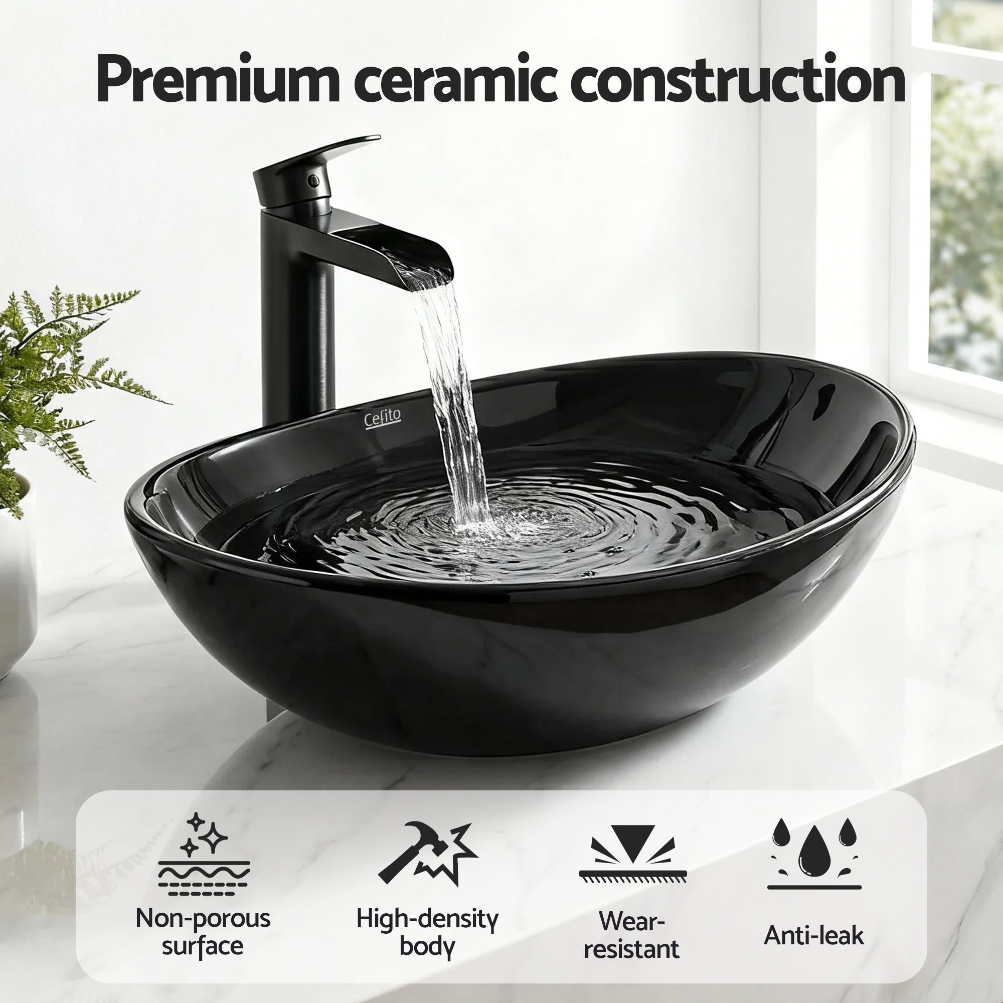 Bathroom Basin Ceramic Vanity Sink Hand Wash Bowl 41x34cm - Furniture > Bathroom > Sinks - Rivercity House & Home Co. (ABN 18 642 972 209) - Affordable Modern Furniture Australia