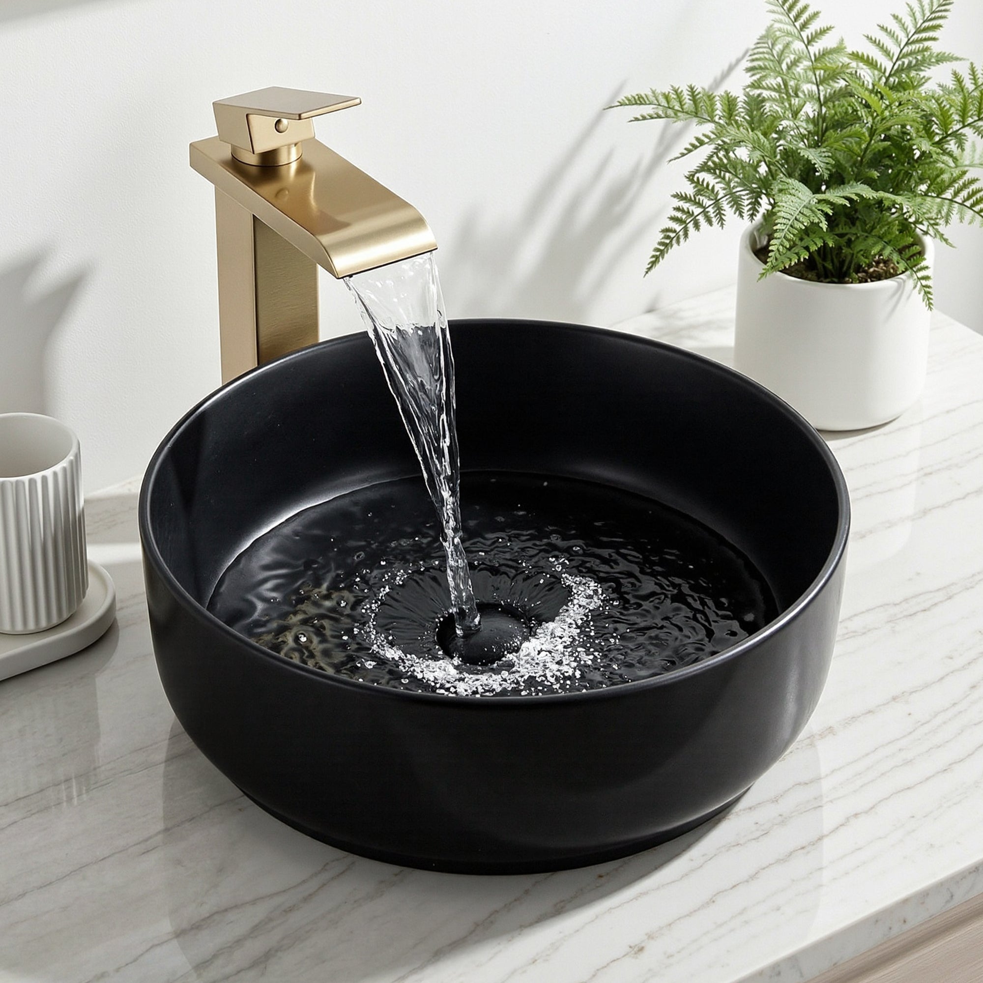 Bathroom Basin Ceramic Vanity Sink Vessel Bowl Wash Matte Black Round Countertop - Furniture > Bathroom > Sinks - Rivercity House & Home Co. (ABN 18 642 972 209) - Affordable Modern Furniture Australia