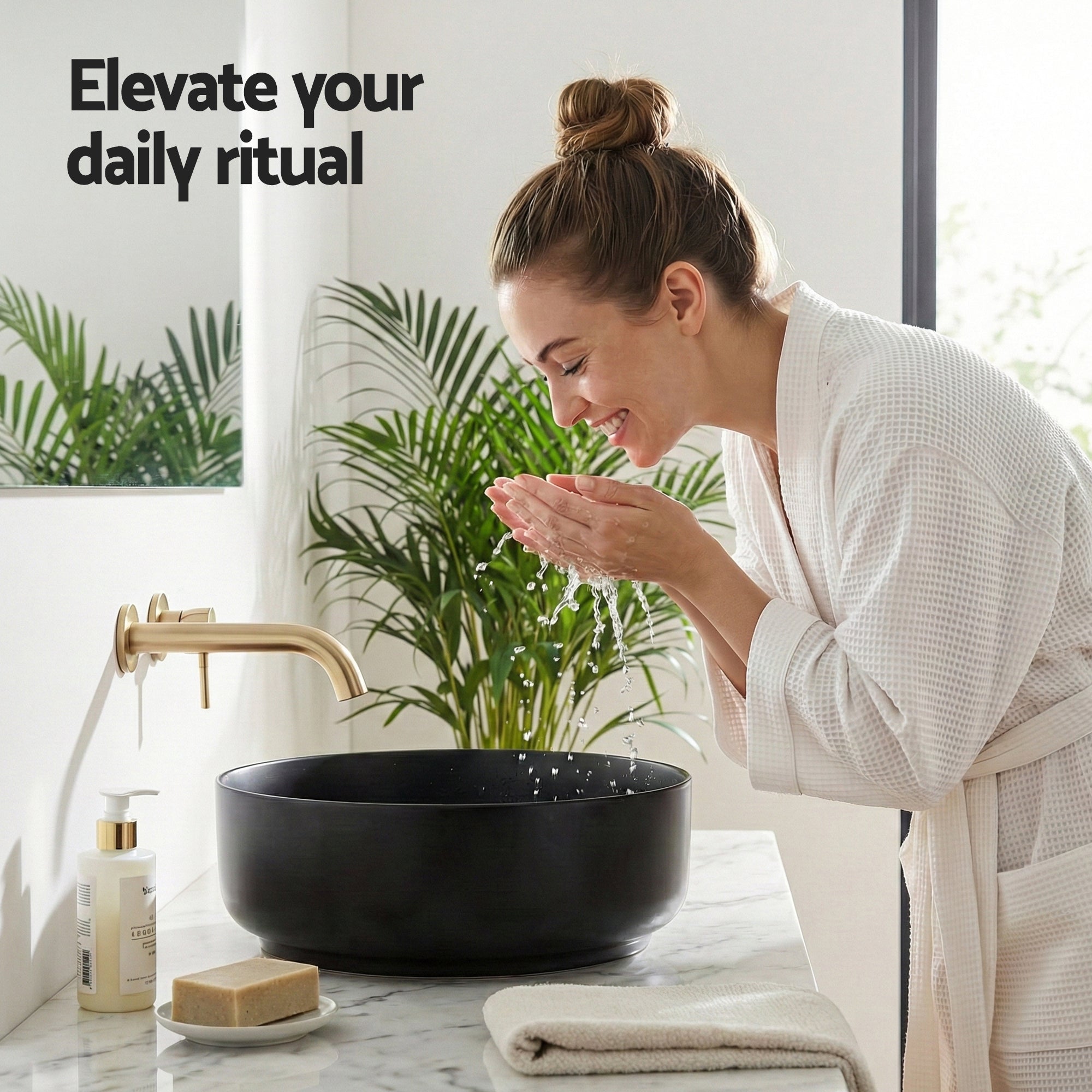 Bathroom Basin Ceramic Vanity Sink Vessel Bowl Wash Matte Black Round Countertop - Furniture > Bathroom > Sinks - Rivercity House & Home Co. (ABN 18 642 972 209) - Affordable Modern Furniture Australia