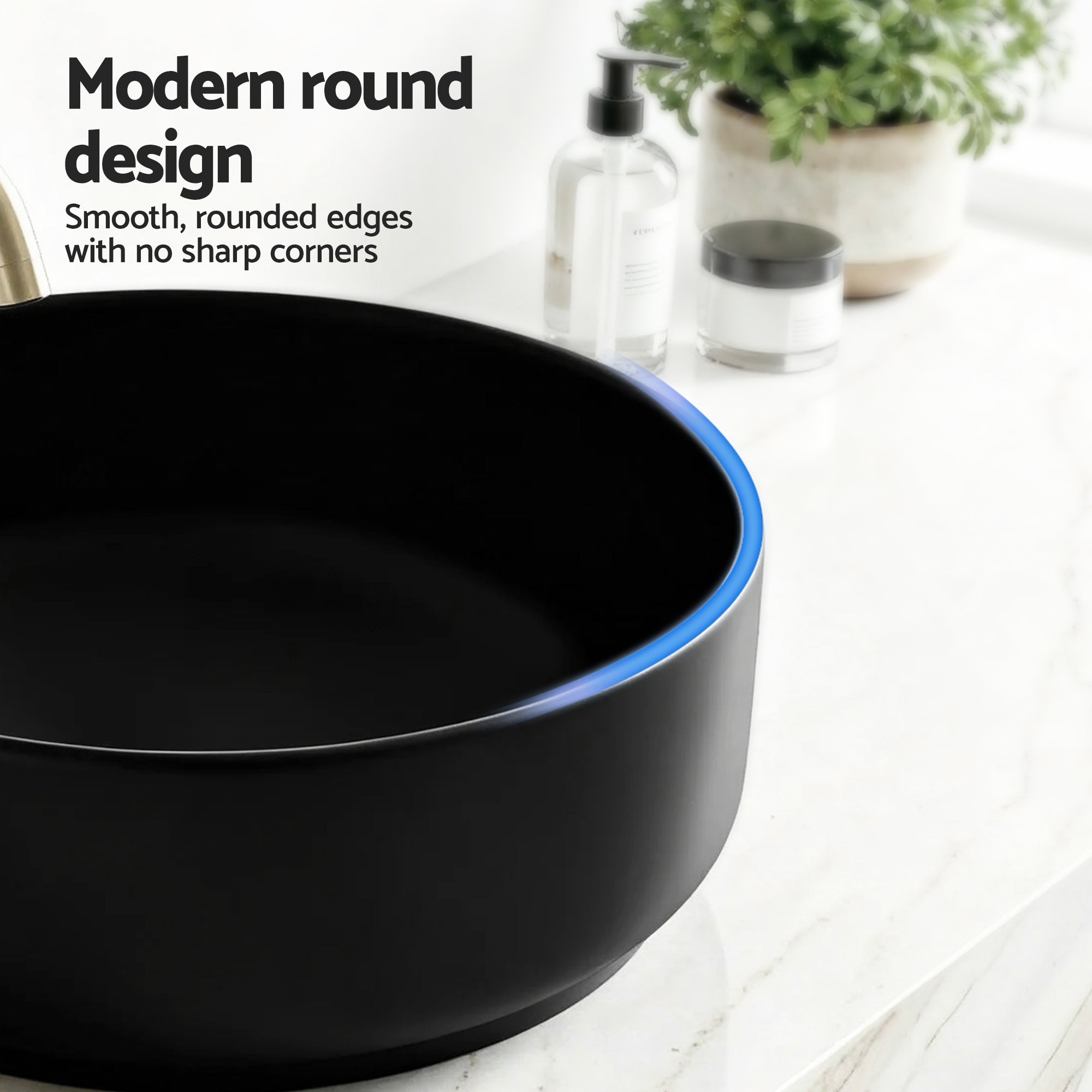 Bathroom Basin Ceramic Vanity Sink Vessel Bowl Wash Matte Black Round Countertop - Furniture > Bathroom > Sinks - Rivercity House & Home Co. (ABN 18 642 972 209) - Affordable Modern Furniture Australia