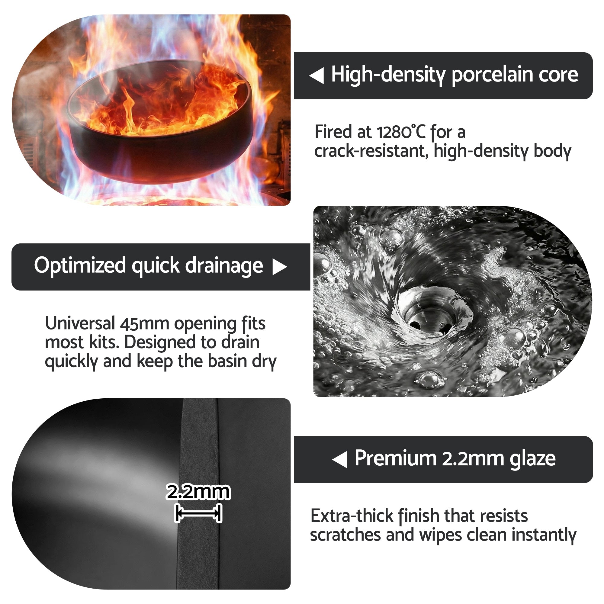 Bathroom Basin Ceramic Vanity Sink Vessel Bowl Wash Matte Black Round Countertop - Furniture > Bathroom > Sinks - Rivercity House & Home Co. (ABN 18 642 972 209) - Affordable Modern Furniture Australia