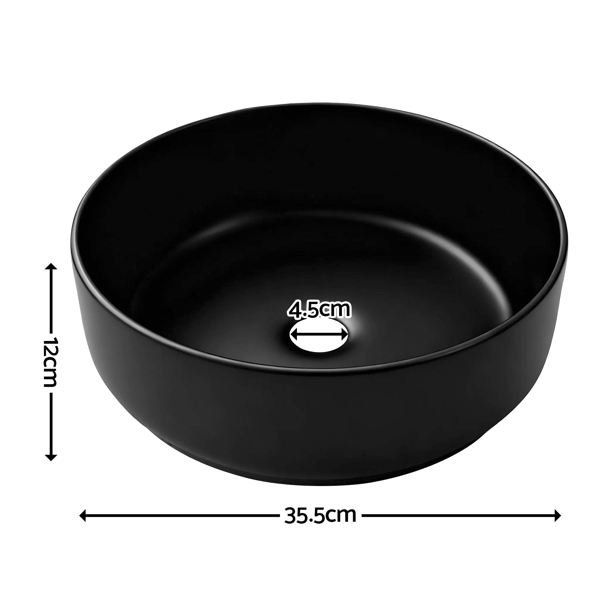 Bathroom Basin Ceramic Vanity Sink Vessel Bowl Wash Matte Black Round Countertop - Furniture > Bathroom > Sinks - Rivercity House & Home Co. (ABN 18 642 972 209) - Affordable Modern Furniture Australia