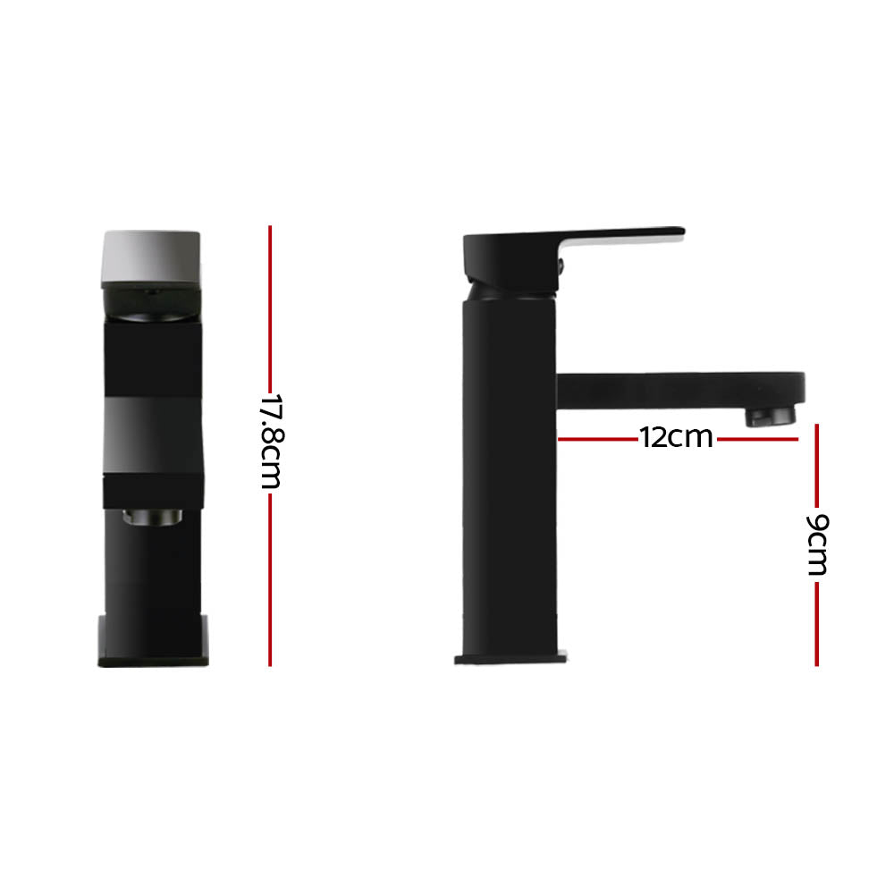 Bathroom Basin Mixer Tap Square Faucet Vanity Laundry Black - Furniture > Bathroom > Tap & Sink Accessories - Rivercity House & Home Co. (ABN 18 642 972 209) - Affordable Modern Furniture Australia