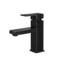 Square Bathroom Basin Mixer Tap with Ceramic Cartridge and Inlet Hoses - Black