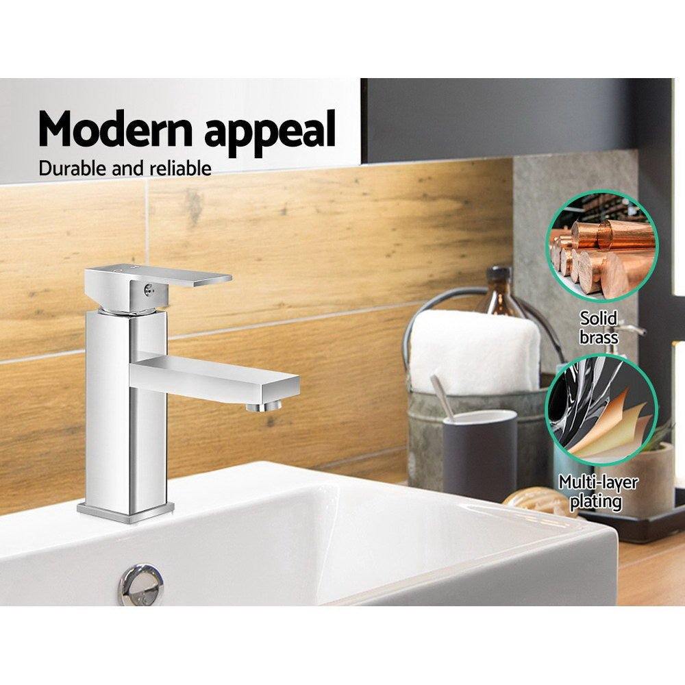Bathroom Basin Mixer Tap Square Faucet Vanity Laundry Chrome - Furniture > Bathroom > Tap & Sink Accessories - Rivercity House & Home Co. (ABN 18 642 972 209) - Affordable Modern Furniture Australia