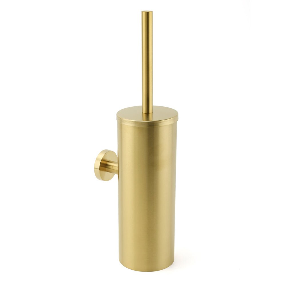 Bathroom Brushed Gold Stainless Steel Round Toilet Brush Wall Mounted Holder Cup - Home & Garden > Bathroom Accessories > Shower Accessories - Rivercity House & Home Co. (ABN 18 642 972 209) - Affordable Modern Furniture Australia