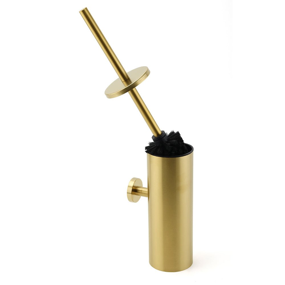Bathroom Brushed Gold Stainless Steel Round Toilet Brush Wall Mounted Holder Cup - Home & Garden > Bathroom Accessories > Shower Accessories - Rivercity House & Home Co. (ABN 18 642 972 209) - Affordable Modern Furniture Australia