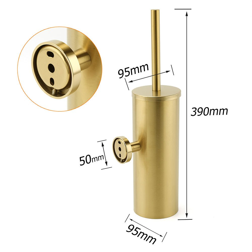 Bathroom Brushed Gold Stainless Steel Round Toilet Brush Wall Mounted Holder Cup - Home & Garden > Bathroom Accessories > Shower Accessories - Rivercity House & Home Co. (ABN 18 642 972 209) - Affordable Modern Furniture Australia
