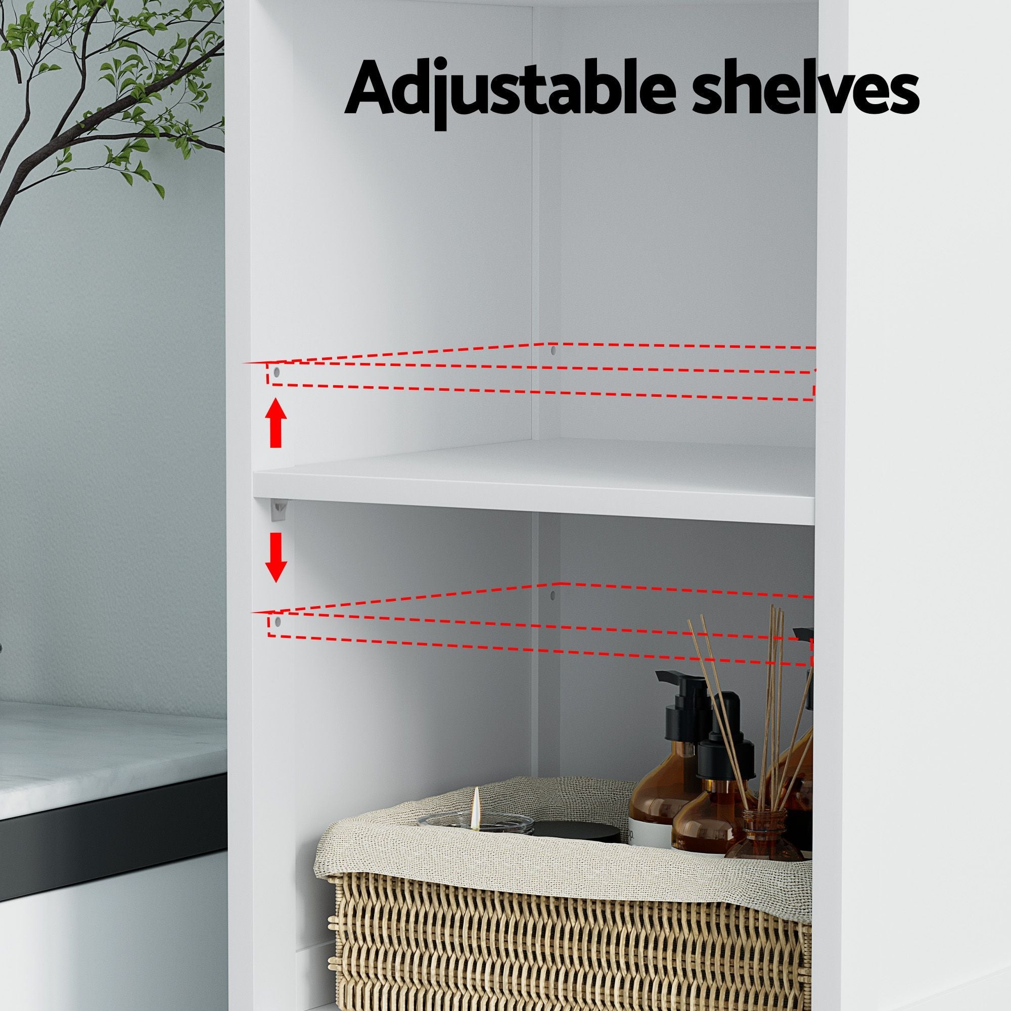 Bathroom Cabinet Storage X2 White Rattan 161cm - Furniture > Bathroom > Bathroom Cabinets, Cupboards & Storage - Rivercity House & Home Co. (ABN 18 642 972 209) - Affordable Modern Furniture Australia