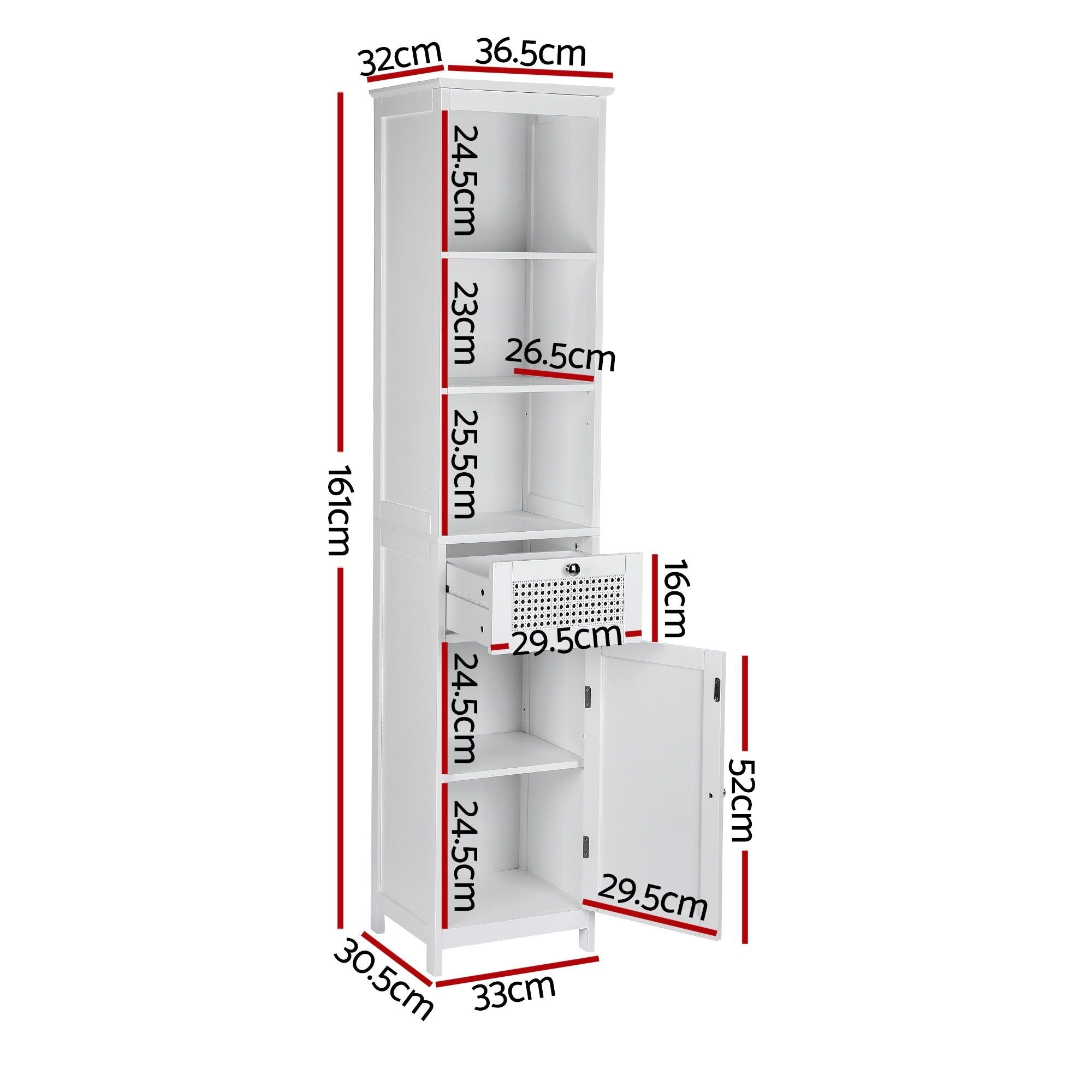 Bathroom Cabinet Storage X2 White Rattan 161cm - Furniture > Bathroom > Bathroom Cabinets, Cupboards & Storage - Rivercity House & Home Co. (ABN 18 642 972 209) - Affordable Modern Furniture Australia
