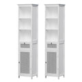 Bathroom Cabinet Storage X2 White Rattan 161cm