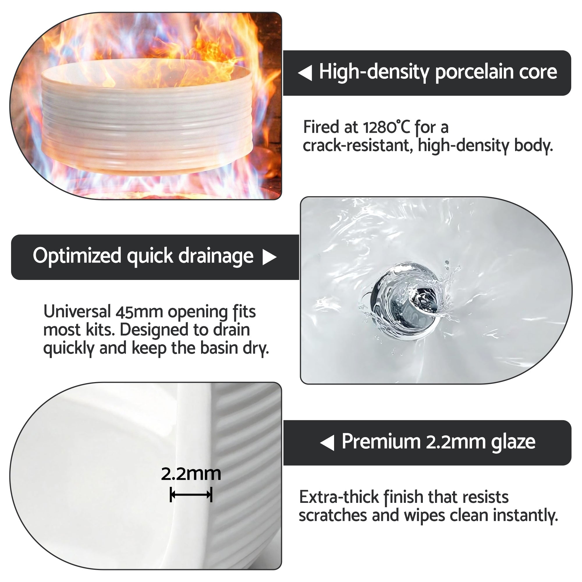Bathroom Ceramic Round Vessel Basin Sink 36cm Countertop - White - Furniture > Bathroom > Sinks - Rivercity House & Home Co. (ABN 18 642 972 209) - Affordable Modern Furniture Australia