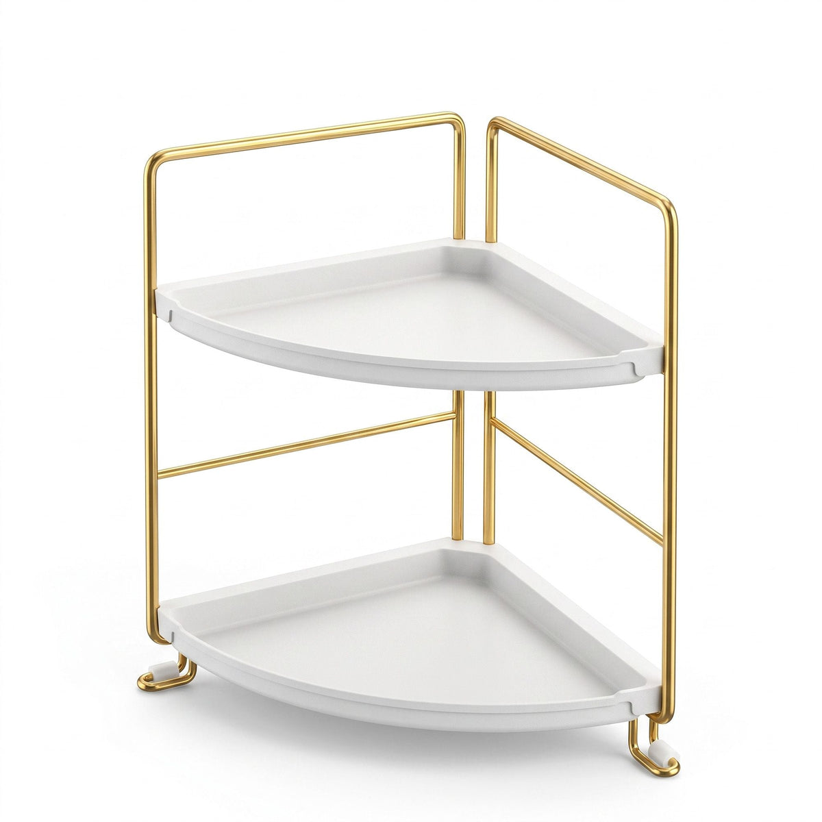 Bathroom Corner Shelf Countertop Organiser Vanity Storage Rack White Gold - Furniture > Bathroom > Bathroom Cabinets, Cupboards & Storage - Rivercity House & Home Co. (ABN 18 642 972 209) - Affordable Modern Furniture Australia