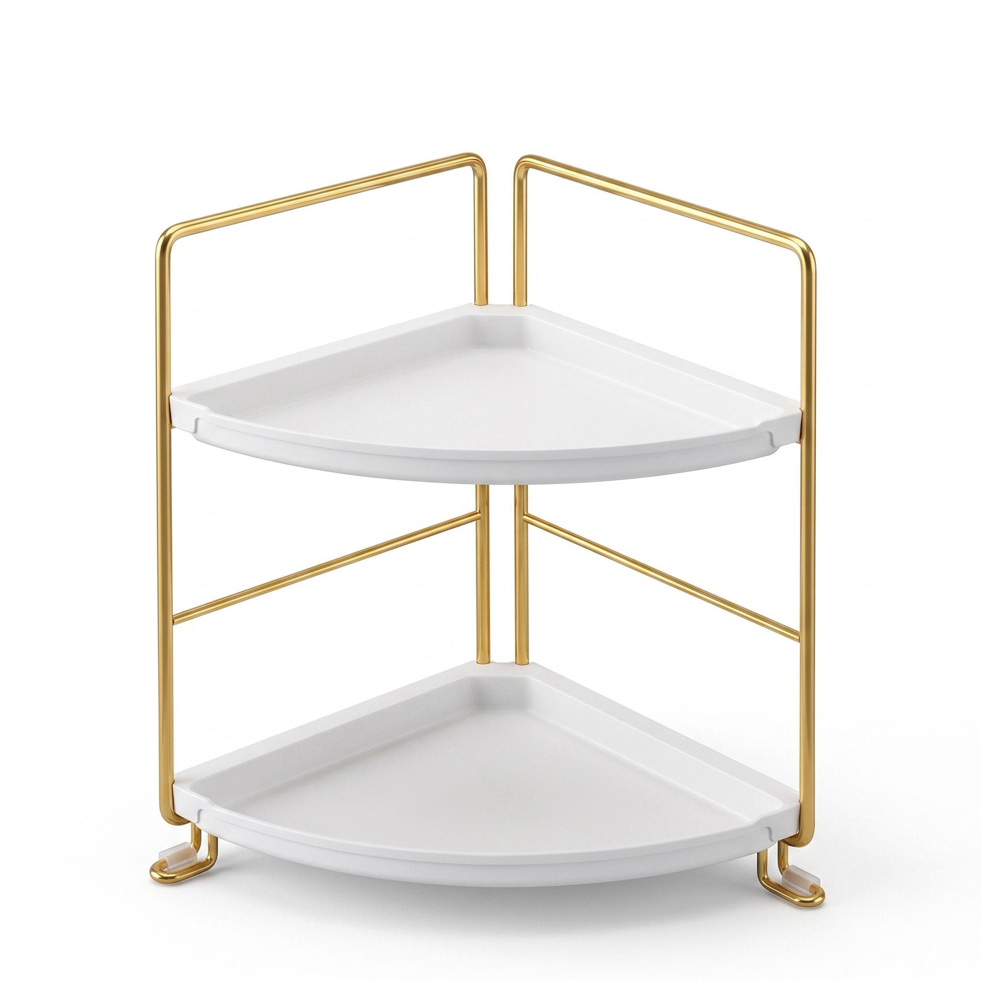 Bathroom Corner Shelf Countertop Organiser Vanity Storage Rack White Gold - Furniture > Bathroom > Bathroom Cabinets, Cupboards & Storage - Rivercity House & Home Co. (ABN 18 642 972 209) - Affordable Modern Furniture Australia