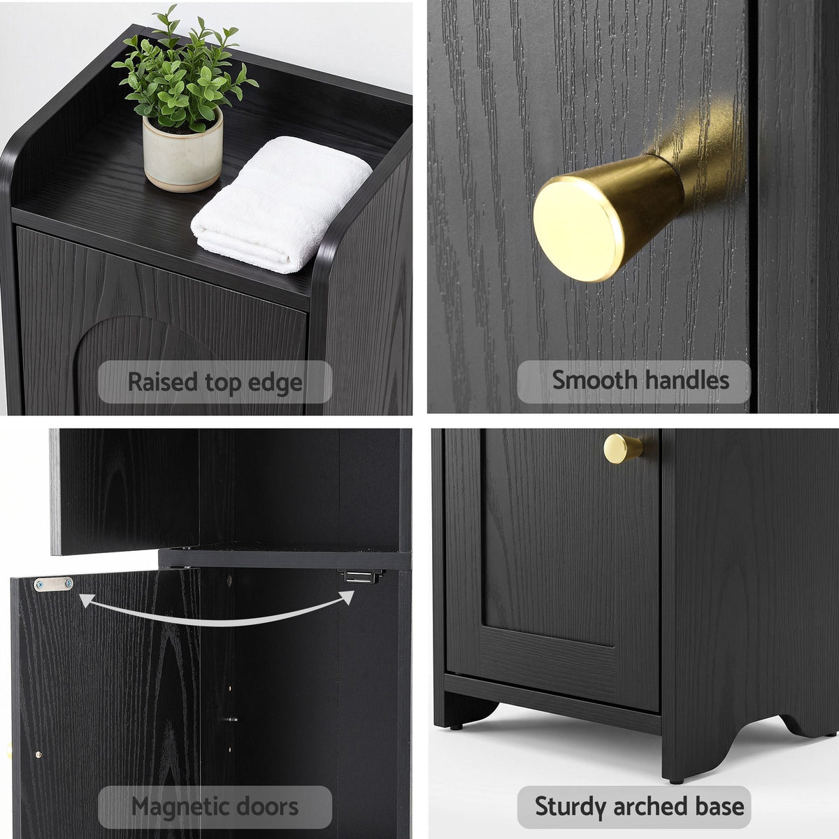 Bathroom Freestanding Storage Cabinet Narrow Floor Shelf with Adjustable Shelves - Black - Furniture > Bathroom > Bathroom Cabinets, Cupboards & Storage - Rivercity House & Home Co. (ABN 18 642 972 209) - Affordable Modern Furniture Australia