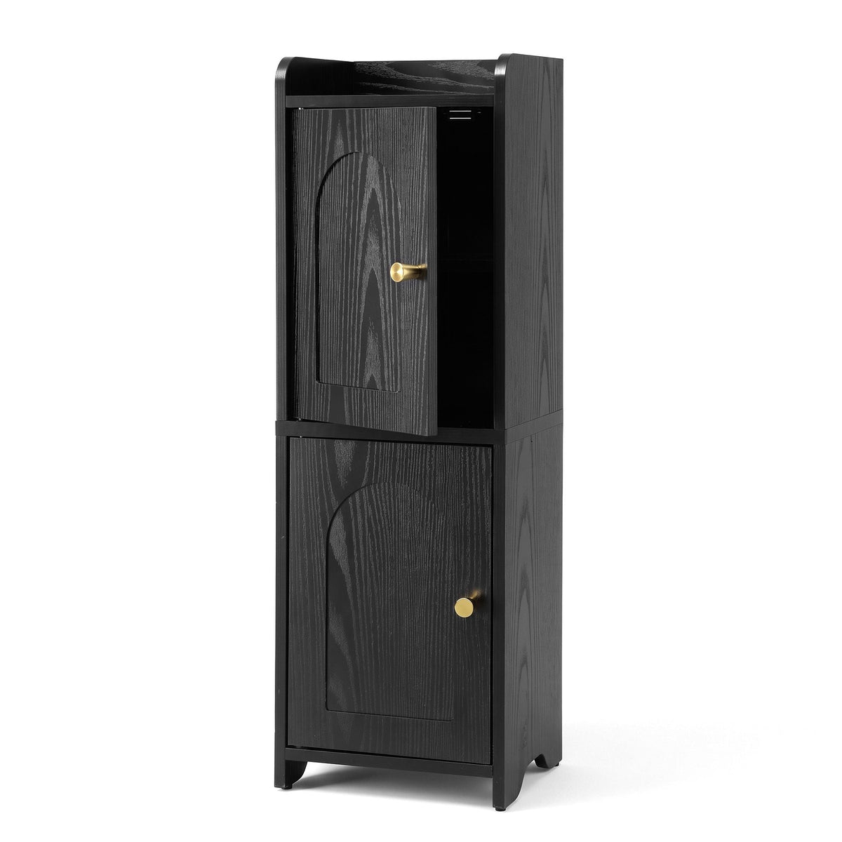 Bathroom Freestanding Storage Cabinet Narrow Floor Shelf with Adjustable Shelves - Black - Furniture > Bathroom > Bathroom Cabinets, Cupboards & Storage - Rivercity House & Home Co. (ABN 18 642 972 209) - Affordable Modern Furniture Australia
