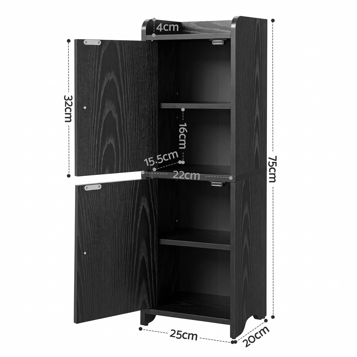 Bathroom Freestanding Storage Cabinet Narrow Floor Shelf with Adjustable Shelves - Black - Furniture > Bathroom > Bathroom Cabinets, Cupboards & Storage - Rivercity House & Home Co. (ABN 18 642 972 209) - Affordable Modern Furniture Australia