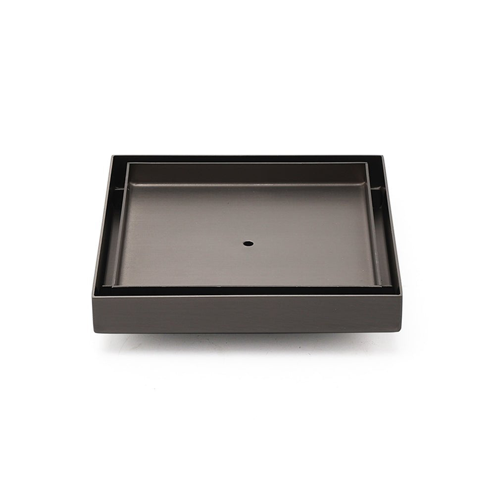 Bathroom Gun Metal 150mm Tile Insert Floor Drain Shower Grate 80mm Waste Outlet - Furniture > Bathroom > Shower Heads & Screens - Rivercity House & Home Co. (ABN 18 642 972 209) - Affordable Modern Furniture Australia