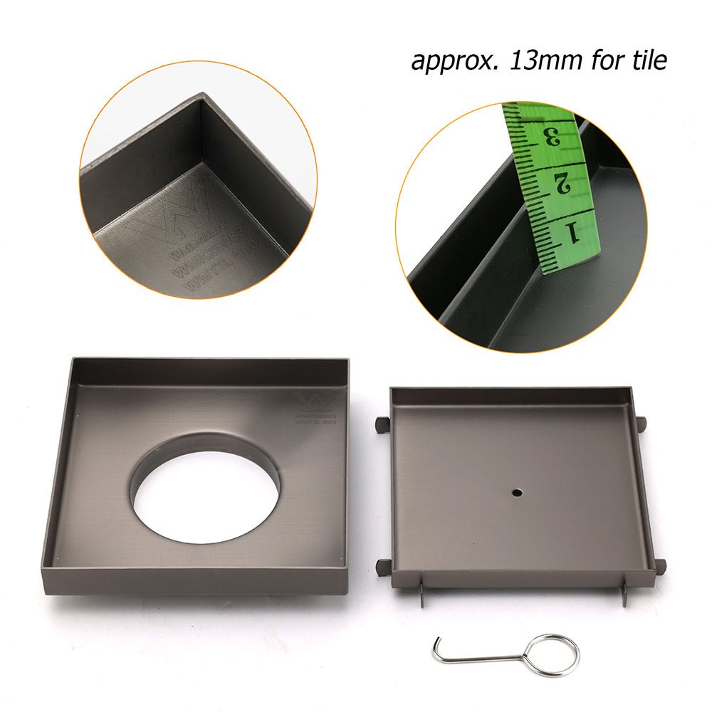 Bathroom Gun Metal 150mm Tile Insert Floor Drain Shower Grate 80mm Waste Outlet - Furniture > Bathroom > Shower Heads & Screens - Rivercity House & Home Co. (ABN 18 642 972 209) - Affordable Modern Furniture Australia