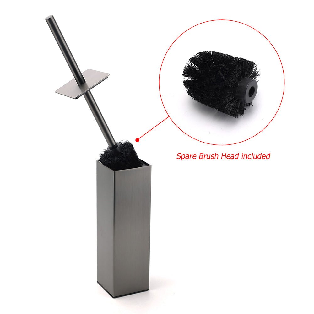 Bathroom Gun Metal Grey Square Toilet Brush 304 Stainless Steel Holder Cup Kit - Home & Garden > Bathroom Accessories > Shower Accessories - Rivercity House & Home Co. (ABN 18 642 972 209) - Affordable Modern Furniture Australia