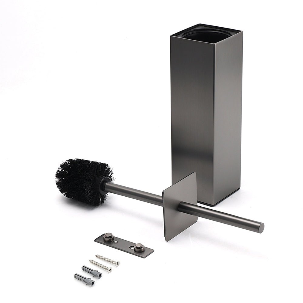 Bathroom Gun Metal Grey Square Toilet Brush 304 Stainless Steel Holder Cup Kit - Home & Garden > Bathroom Accessories > Shower Accessories - Rivercity House & Home Co. (ABN 18 642 972 209) - Affordable Modern Furniture Australia