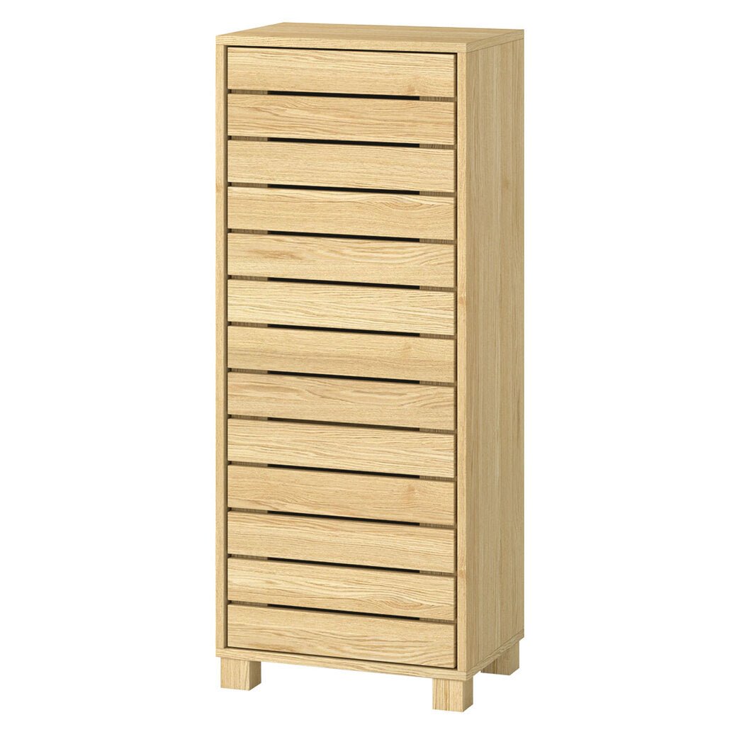 Bathroom Handleless Storage Cabinet with Adjustable Shelves Floor Shelf Unit - Oak - Rivercity House & Home Co. (ABN 18 642 972 209) - Affordable Modern Furniture Australia