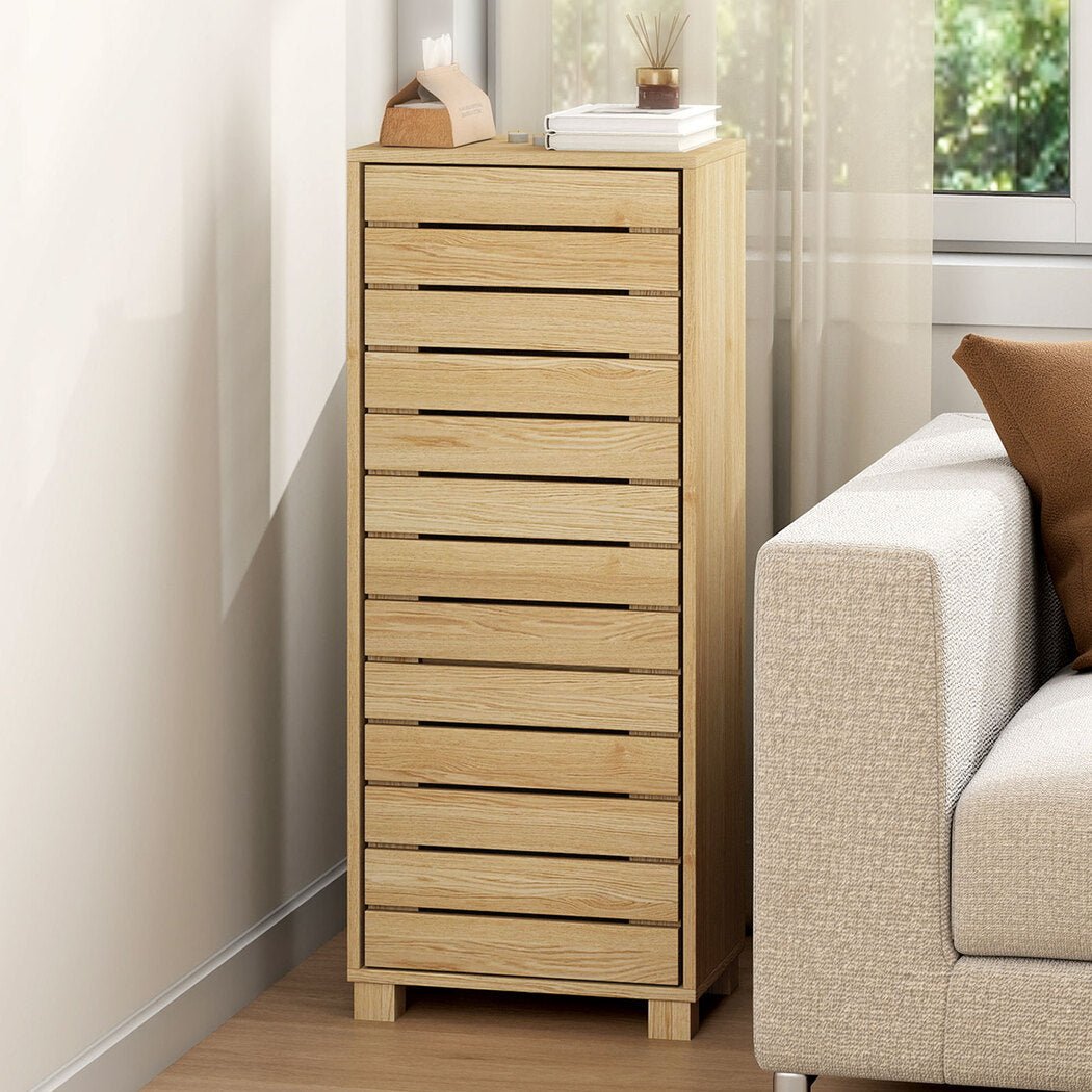 Bathroom Handleless Storage Cabinet with Adjustable Shelves Floor Shelf Unit - Oak - Rivercity House & Home Co. (ABN 18 642 972 209) - Affordable Modern Furniture Australia