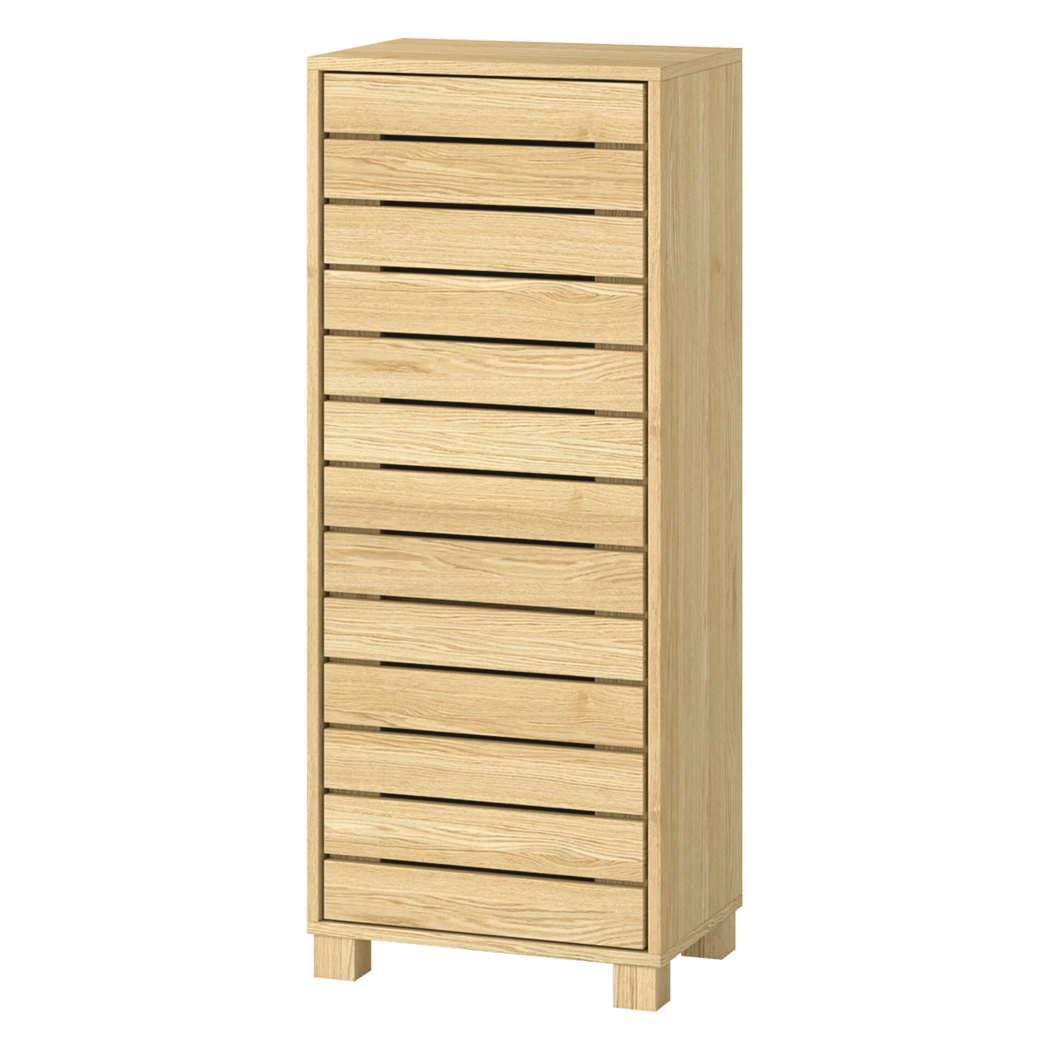 Bathroom Handleless Storage Cabinet with Adjustable Shelves Floor Shelf Unit - Oak - Rivercity House & Home Co. (ABN 18 642 972 209) - Affordable Modern Furniture Australia