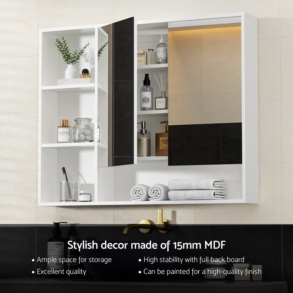 Bathroom Mirror Cabinet 100CM Vanity Medicine Wall Mounted Storage White - Furniture > Bathroom > Bathroom Cabinets, Cupboards & Storage - Rivercity House & Home Co. (ABN 18 642 972 209) - Affordable Modern Furniture Australia