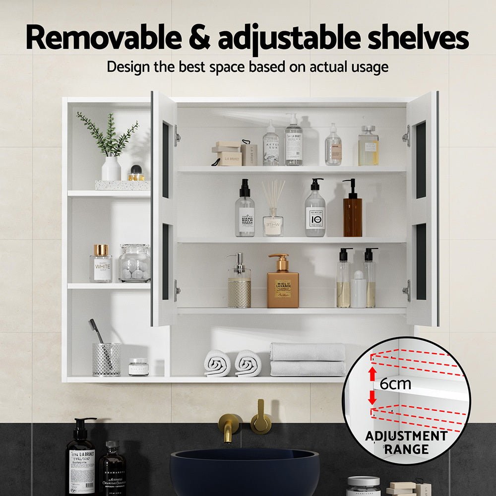 Bathroom Mirror Cabinet 100CM Vanity Medicine Wall Mounted Storage White - Furniture > Bathroom > Bathroom Cabinets, Cupboards & Storage - Rivercity House & Home Co. (ABN 18 642 972 209) - Affordable Modern Furniture Australia
