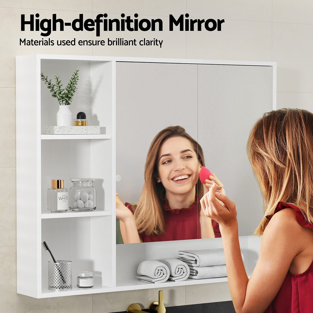 Bathroom Mirror Cabinet 100CM Vanity Medicine Wall Mounted Storage White - Furniture > Bathroom > Bathroom Cabinets, Cupboards & Storage - Rivercity House & Home Co. (ABN 18 642 972 209) - Affordable Modern Furniture Australia